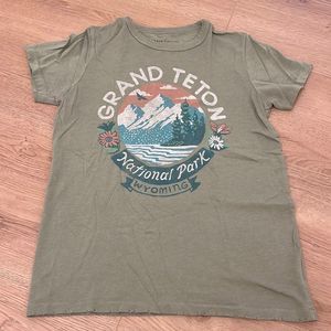 Junk Food for Anthropologie Grand Teton National Park graphic tee sage green XS